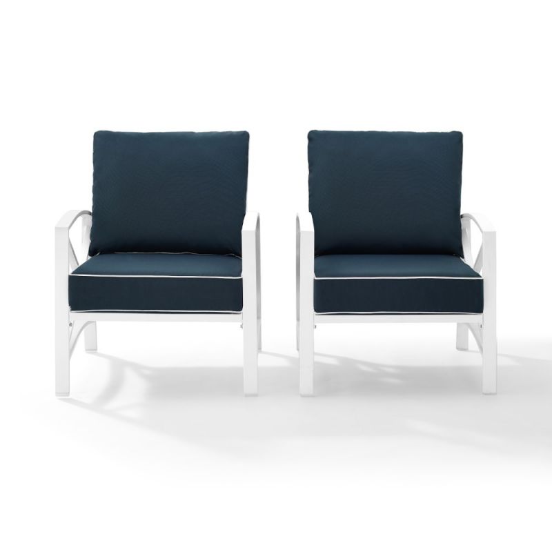 Crosley Furniture - Kaplan 2 Piece Outdoor Chair Set Navy/White - 2 Chairs - KO60013WH-NV