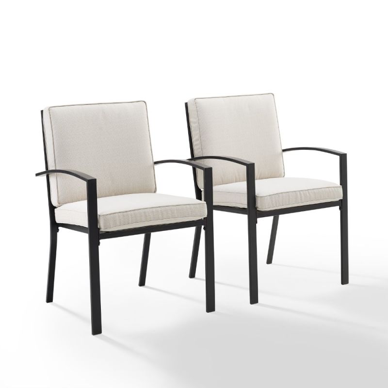 Crosley Furniture - Kaplan 2 Piece Outdoor Dining Chair Set Oatmeal/Oil Rubbed Bronze - 2 Chairs - KO60025BZ-OL
