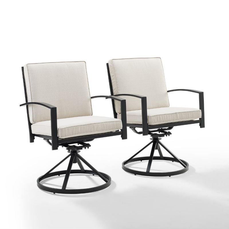 Crosley Furniture - Kaplan 2 Piece Outdoor Dining Swivel Chair Set Oatmeal/Oil Rubbed Bronze - 2 Swivel Chairs - KO60026BZ-OL