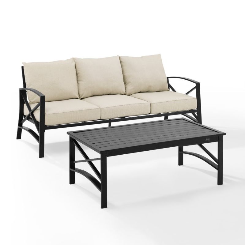Crosley Furniture - Kaplan 2 Piece Outdoor Sofa Set Oatmeal/Oil Rubbed Bronze - Sofa & Coffee Table - KO60029BZ-OL