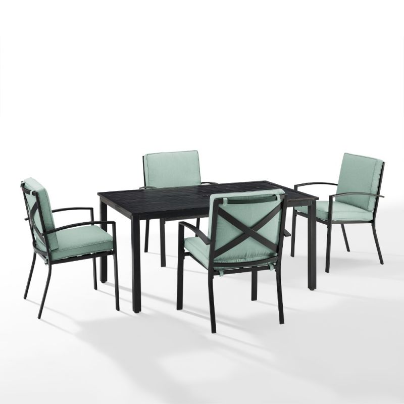 Crosley Furniture - Kaplan 5 Piece Outdoor Dining Set Mist/Oil Rubbed Bronze - Table & 4 Chairs - KO60019BZ-MI