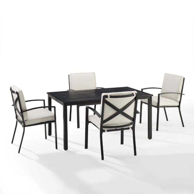 Crosley Furniture - Kaplan 5 Piece Outdoor Dining Set Oatmeal/Oil Rubbed Bronze - Table & 4 Chairs - KO60019BZ-OL