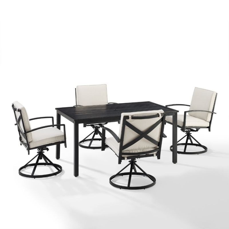 Crosley Furniture - Kaplan 5 Piece Outdoor Dining Set Oatmeal/Oil Rubbed Bronze - Table & 4 Swivel Chairs - KO60021BZ-OL