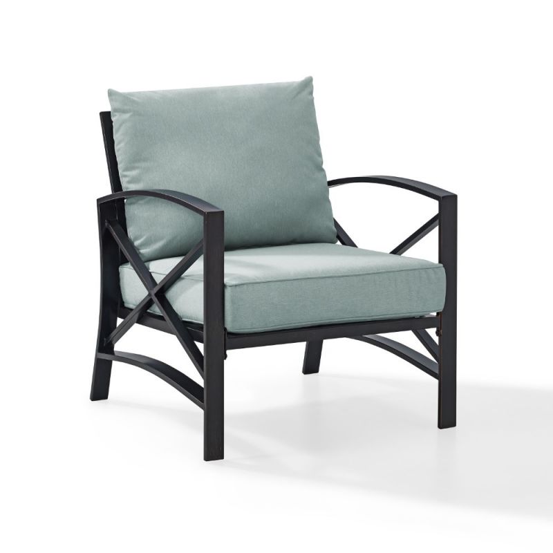 Crosley Furniture - Kaplan Arm Chair in Oiled Bronze With Mist Cushion - KO60007BZ-MI