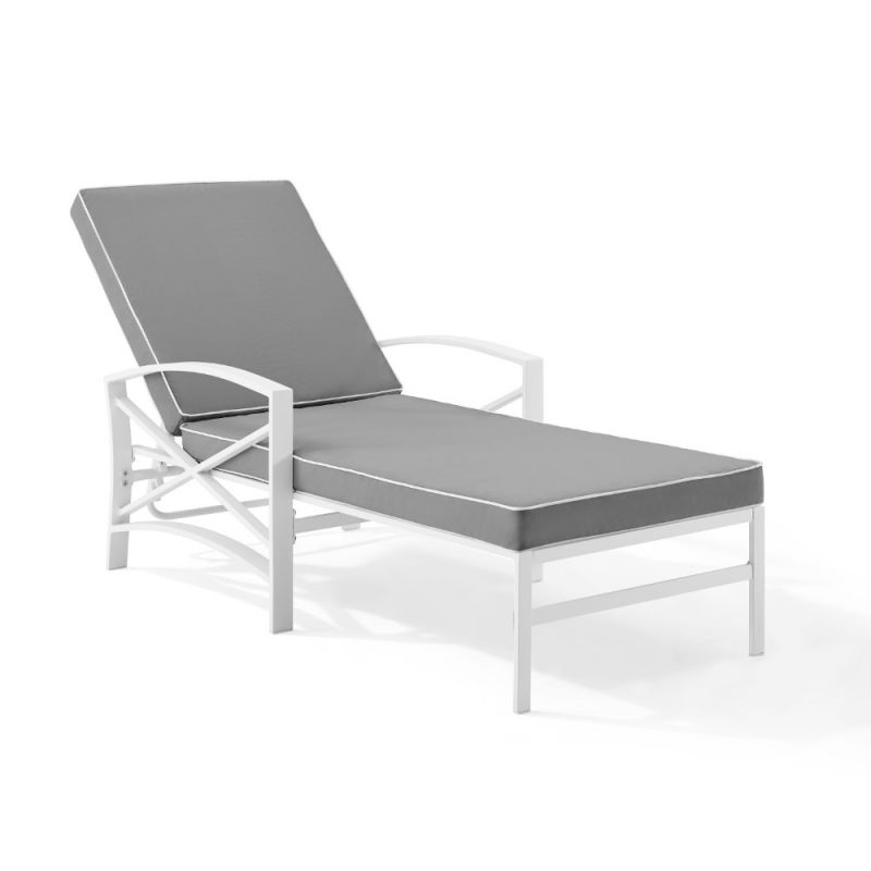 Crosley Furniture - Kaplan Chaise Lounge Gray/White - KO60018WH-GY