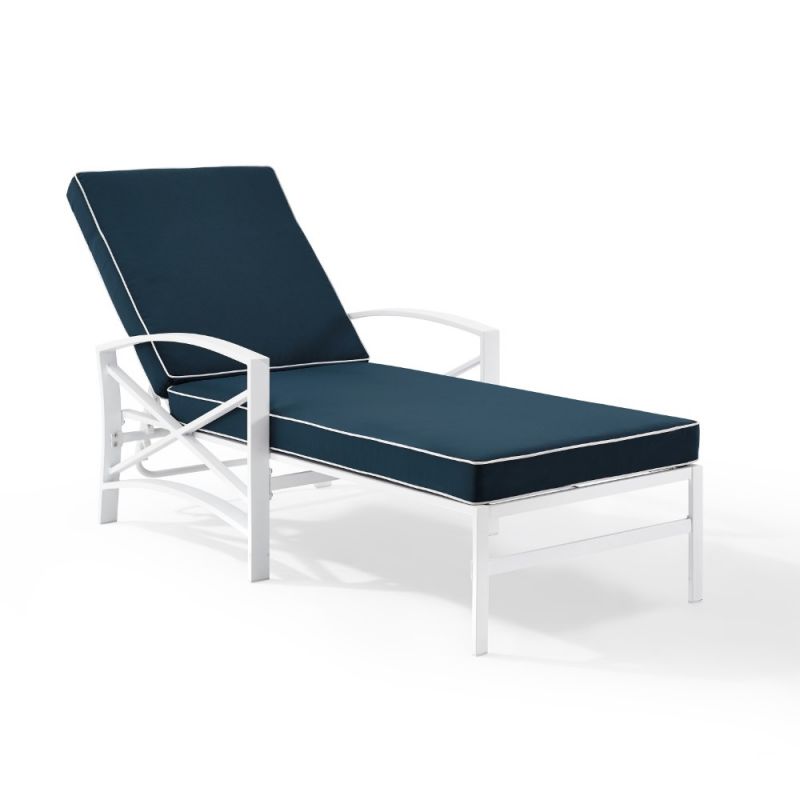 Crosley Furniture - Kaplan Chaise Lounge Navy/White - KO60018WH-NV
