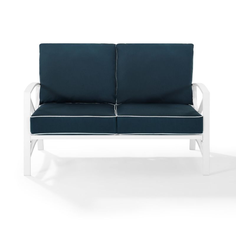 Crosley Furniture - Kaplan Loveseat Navy/White - KO60008WH-NV