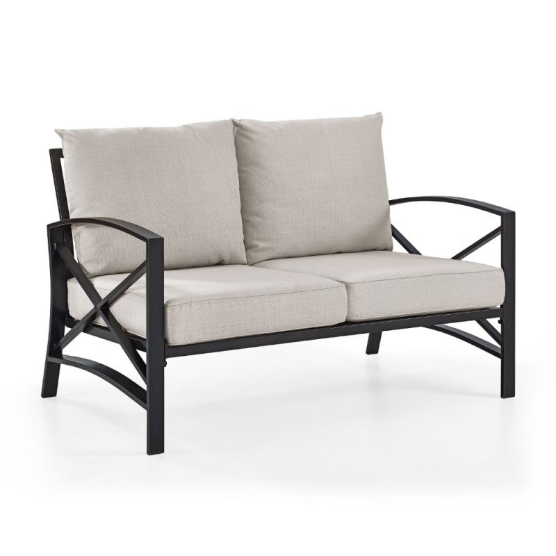 Crosley Furniture - Kaplan Loveseat in Oiled Bronze With Oatmeal Universal Cushion Cover - KO60008BZ-OL