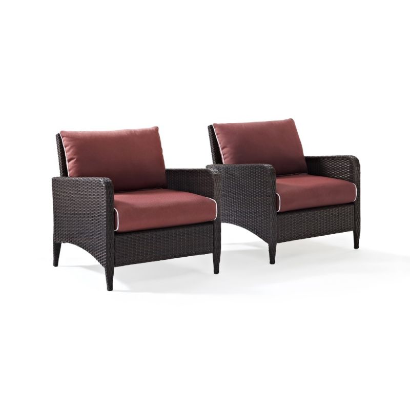 Crosley Furniture - Kiawah 2 Piece Outdoor Wicker Chair Set Sangria/Brown - 2 Arm Chairs - KO70030BR-SG_CLOSEOUT