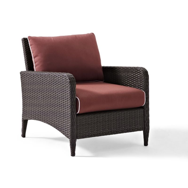 Crosley Furniture - Kiawah Outdoor Wicker Arm Chair Sangria/Brown - KO70066BR-SG_CLOSEOUT