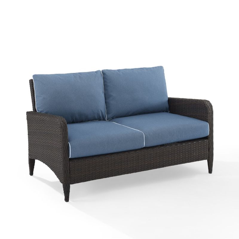 Crosley Furniture - Kiawah Outdoor Wicker Loveseat Blue/Brown - KO70065BR-BL_CLOSEOUT