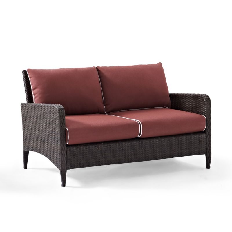 Crosley Furniture - Kiawah Outdoor Wicker Loveseat Sangria/Brown - KO70065BR-SG_CLOSEOUT
