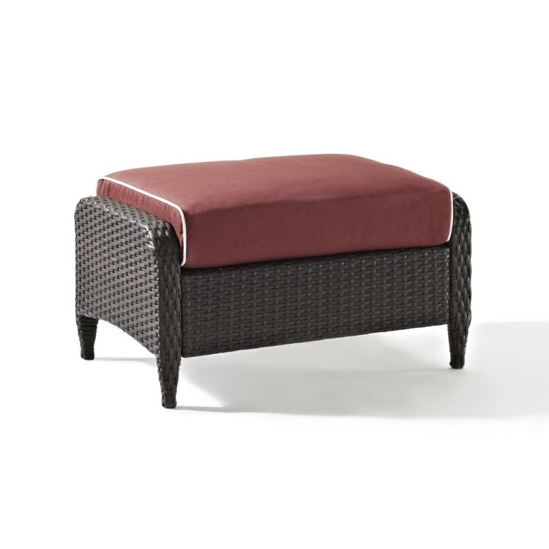 Crosley Furniture - Kiawah Outdoor Wicker Ottoman Sangria/Brown - KO70067BR-SG