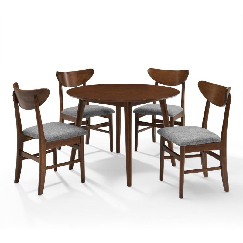 Crosley Furniture - Landon 5 Piece Round Dining Set Mahogany - Table & 4 Wood Back Chairs - KF13044MA