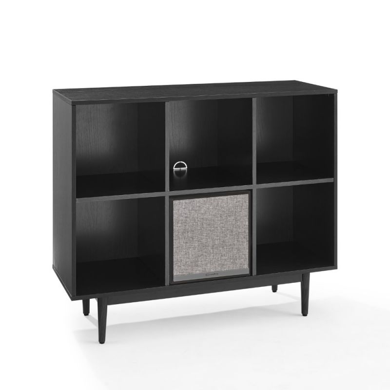 Crosley Furniture - Liam 6 Cube Record Storage Bookcase With Speaker Black - Bookcase & Speaker - KF13120BK-BK