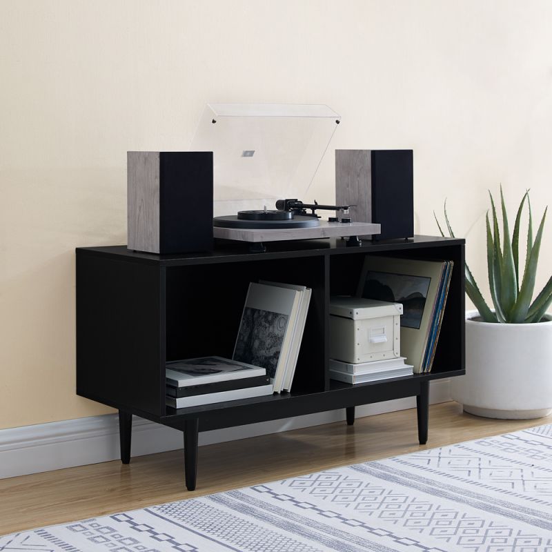Crosley Furniture - Liam Medium Record Storage Console Cabinet Black - CF1116-BK