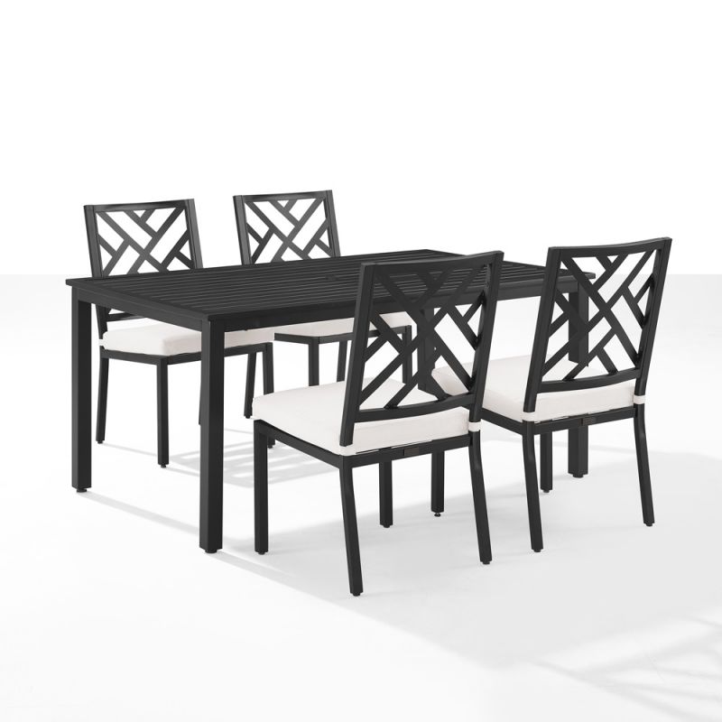 Crosley Furniture - Locke 5Pc Outdoor Dining Set Creme/Matte Black - Table & 4 Chairs - KO60051MB-CR