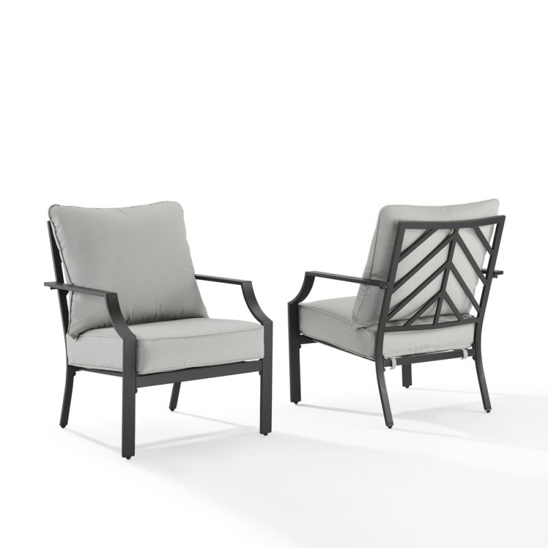 Crosley Furniture - Otto 2Pc Outdoor Chair Set Gray/Matte Black - 2 Armchairs - CO6293MB-GY
