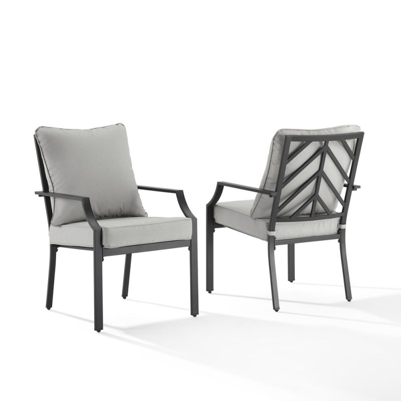 Crosley Furniture - Otto 2Pc Outdoor Dining Chair Set Gray/Matte Black - 2 Chairs - CO6291MB-GY