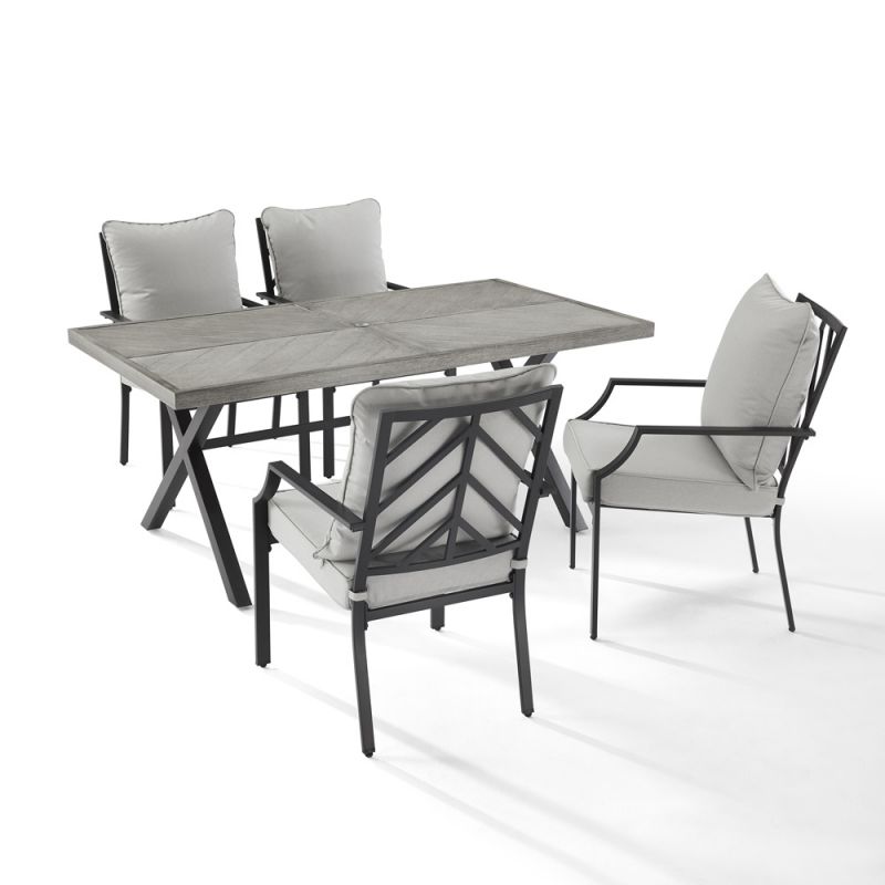 Crosley Furniture - Otto 5Pc Outdoor Dining Set Gray/Matte Black - Table & 4 Chairs - KO60060MB-GY