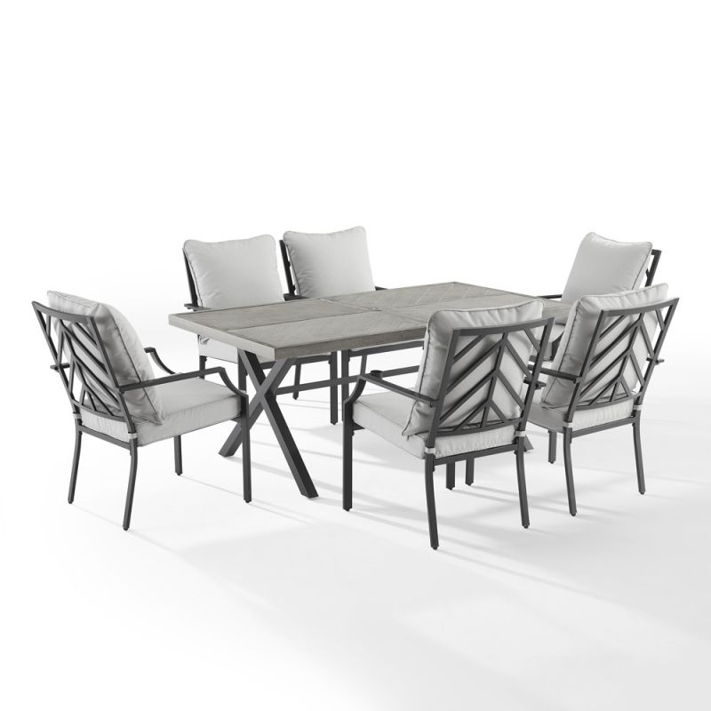 Crosley Furniture - Otto 7Pc Outdoor Dining Set Gray/Matte Black - Table & 6 Chairs - KO60061MB-GY