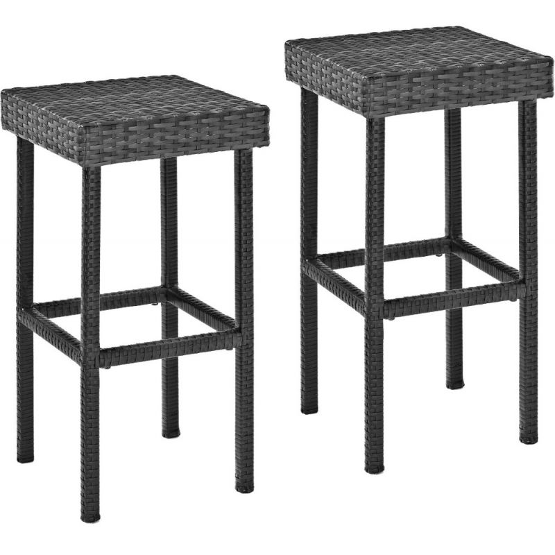Crosley Furniture - Palm Harbor Outdoor Wicker Bar Height Stool in Weathered Gray - (Set of 2) - CO7108-WG