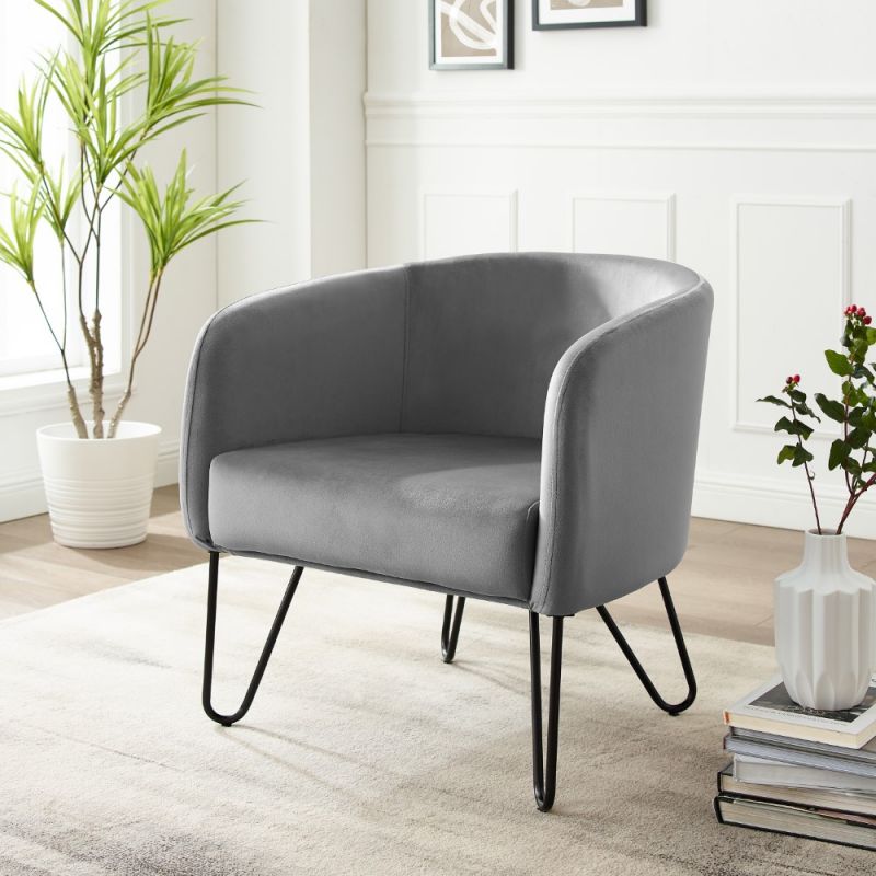Crosley Furniture - Parkway Velvet Accent Chair Gray-Matte Black - CF1502-GY