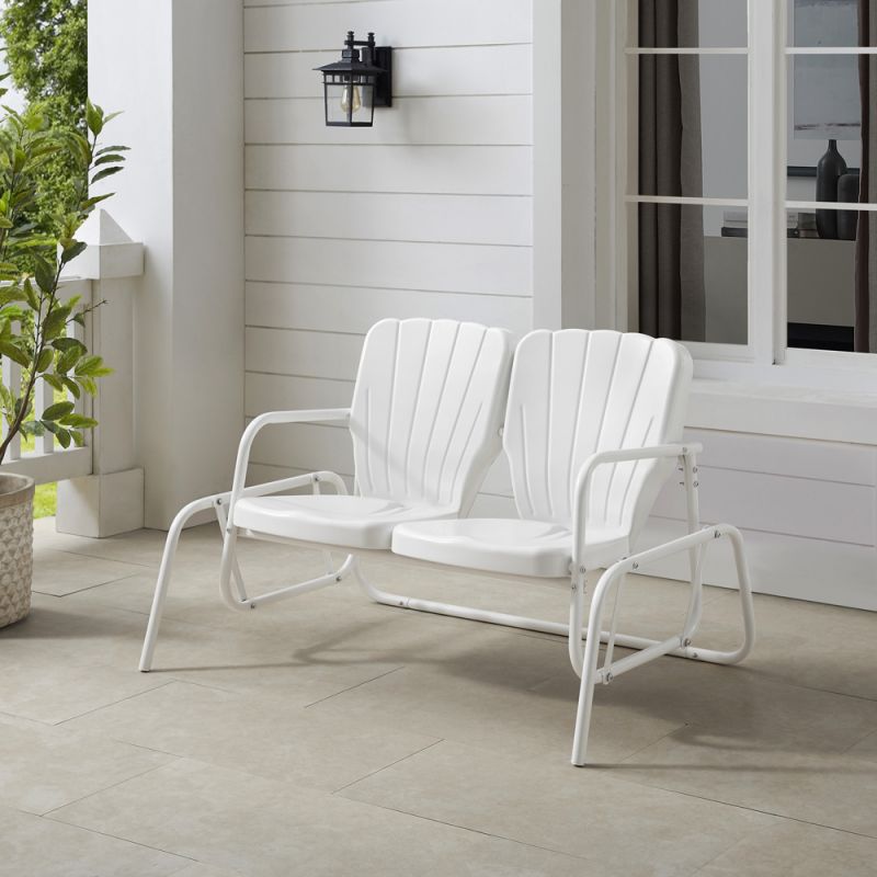 Crosley Furniture - Ridgeland Outdoor Metal Loveseat Glider White Gloss - CO1032-WH_CLOSEOUT