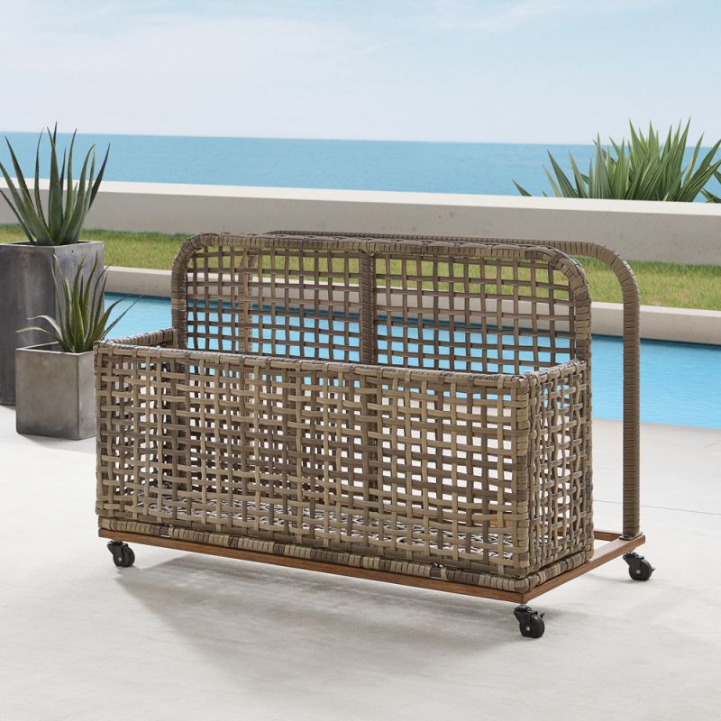 Crosley Furniture - Ridley Outdoor Wicker And Metal Pool Storage Caddy Distressed Gray/Brown - CO7308BR-GY