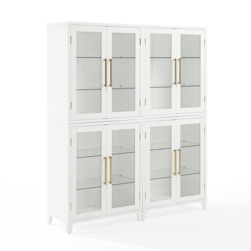 Crosley Furniture - Roarke 2Pc Glass Door Kitchen Pantry Storage Cabinet Set White - 2 Pantries - KF33055WH