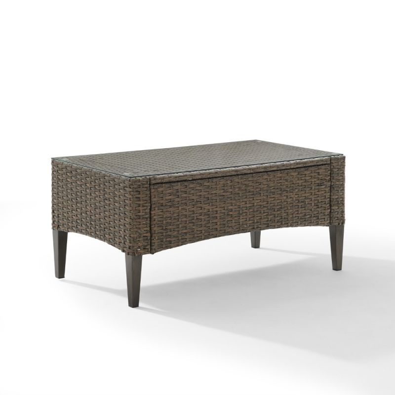 Crosley Furniture - Rockport Outdoor Wicker Coffee Table Oatmeal/Light Brown - CO7162-LB_CLOSEOUT