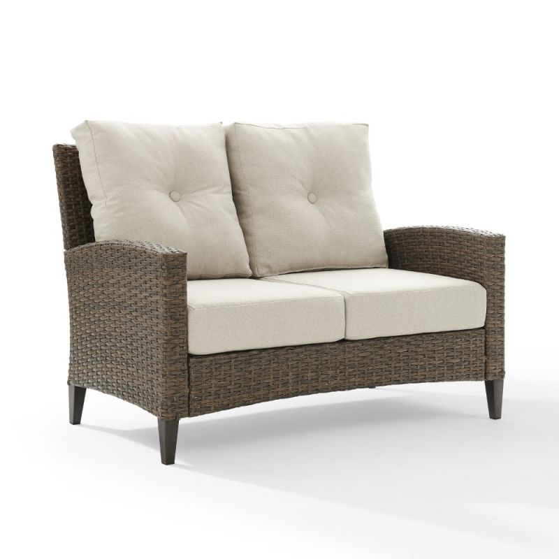 Crosley Furniture - Rockport Outdoor Wicker High Back Loveseat Oatmeal/Light Brown - CO7161-LB