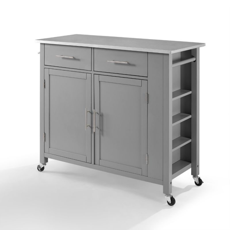 Crosley Furniture - Savannah Stainless Steel Top Full-Size Kitchen Island/Cart Gray/Stainless Steel - CF3029SS-GY
