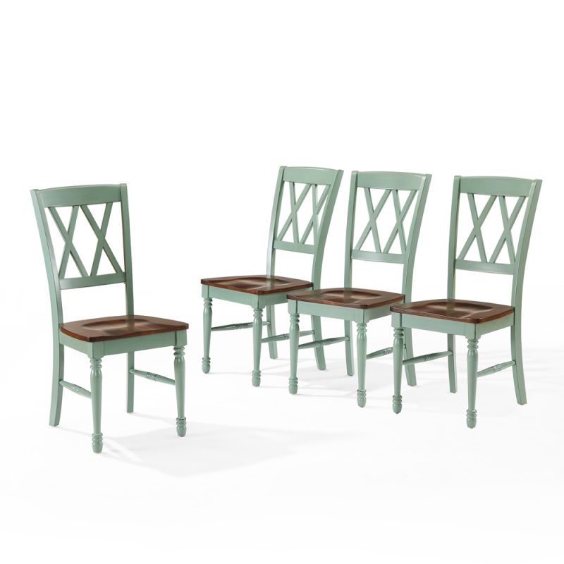 Crosley Furniture - Shelby 4-Piece Dining Chair Set Distressed Teal - 4 Chairs - KF20031TL