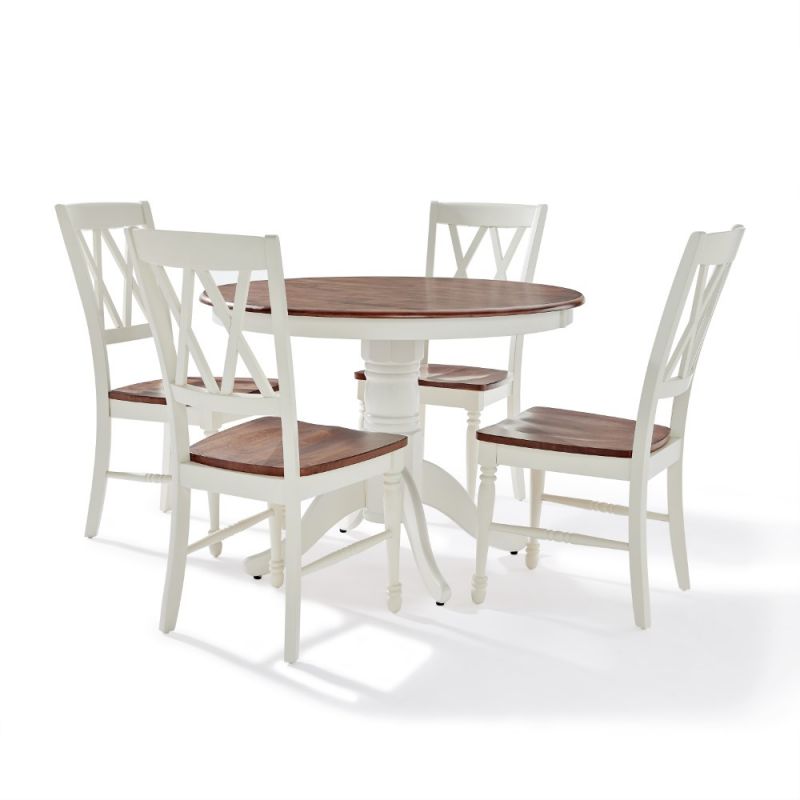 Crosley Furniture - Shelby 5 Piece Round Dining Set White - Table, 4 Chairs - KF13039WH
