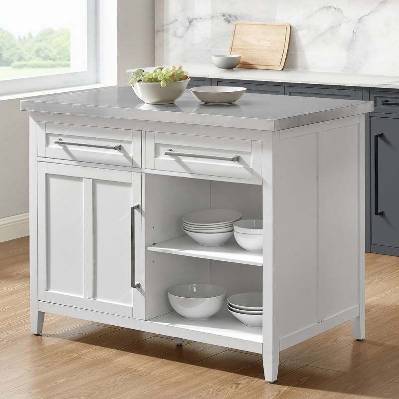 Crosley Furniture Silvia Stainless Steel Top Kitchen Island White/Stainless Steel - KF30080SS-WH