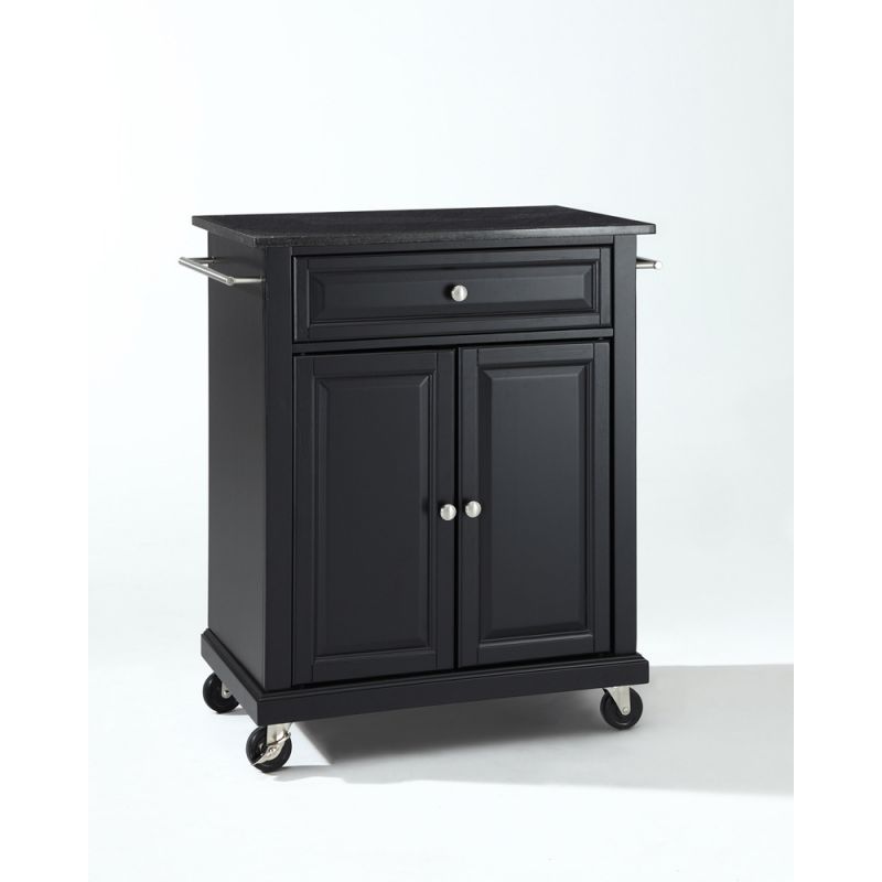 Crosley Furniture - Solid Black Granite Top Portable Kitchen Cart/Island in Black Finish - KF30024EBK
