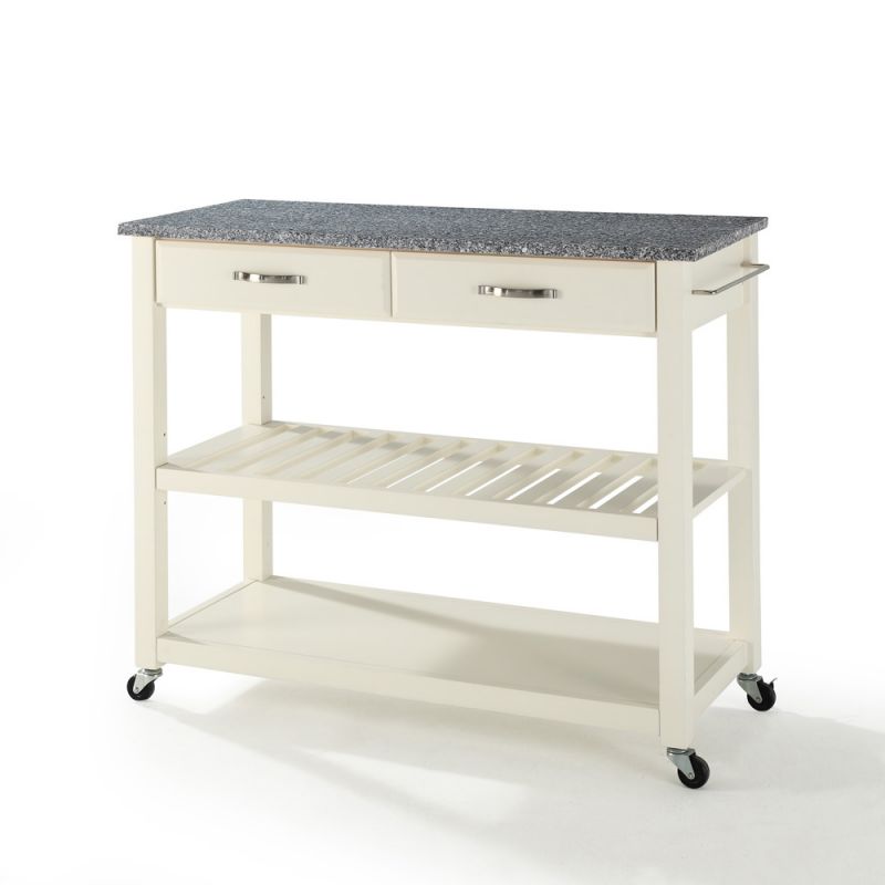 Crosley Furniture - Solid Granite Top Kitchen Cart/Island With Optional Stool Storage in White Finish - KF30053WH