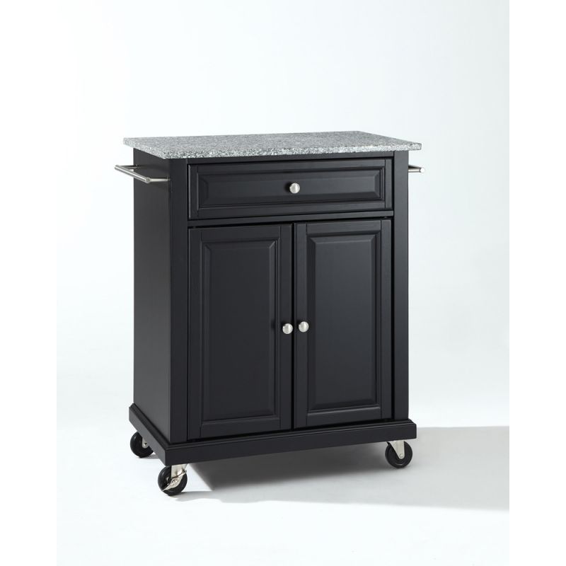 Crosley Furniture - Solid Granite Top Portable Kitchen Cart/Island in Black Finish - KF30023EBK