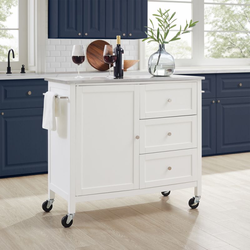 Crosley Furniture Soren Stainless Steel Top Kitchen Island/Cart White/Stainless Steel - KF30090SS-WH