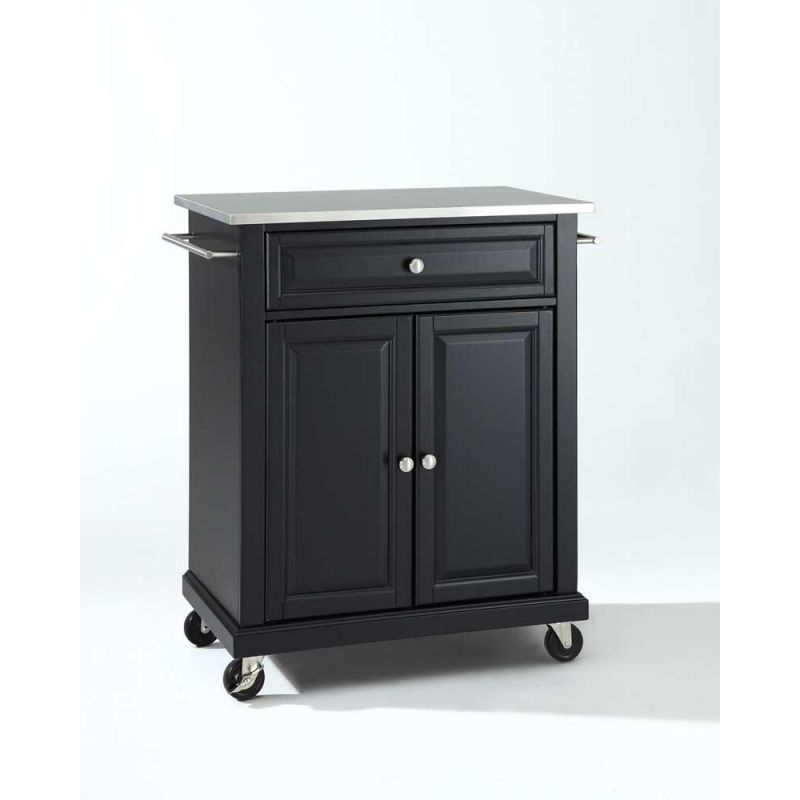 Crosley Furniture - Stainless Steel Top Portable Kitchen Cart/Island in Black Finish - KF30022EBK