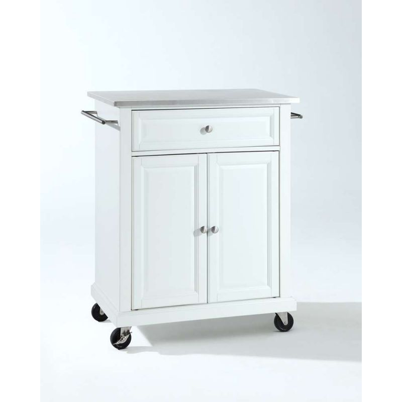 Crosley Furniture - Stainless Steel Top Portable Kitchen Cart/Island in White Finish - KF30022EWH