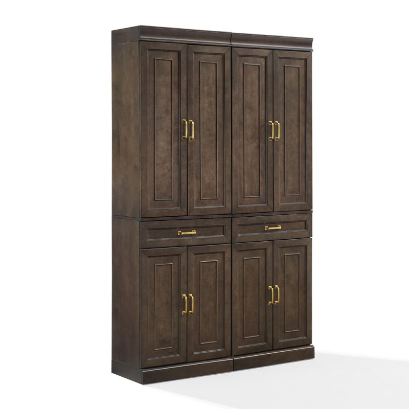 Crosley Furniture - Stanton 2-Piece Kitchen Storage Pantry Cabinet Set Coffee - 2 Pantries - KF33033CO