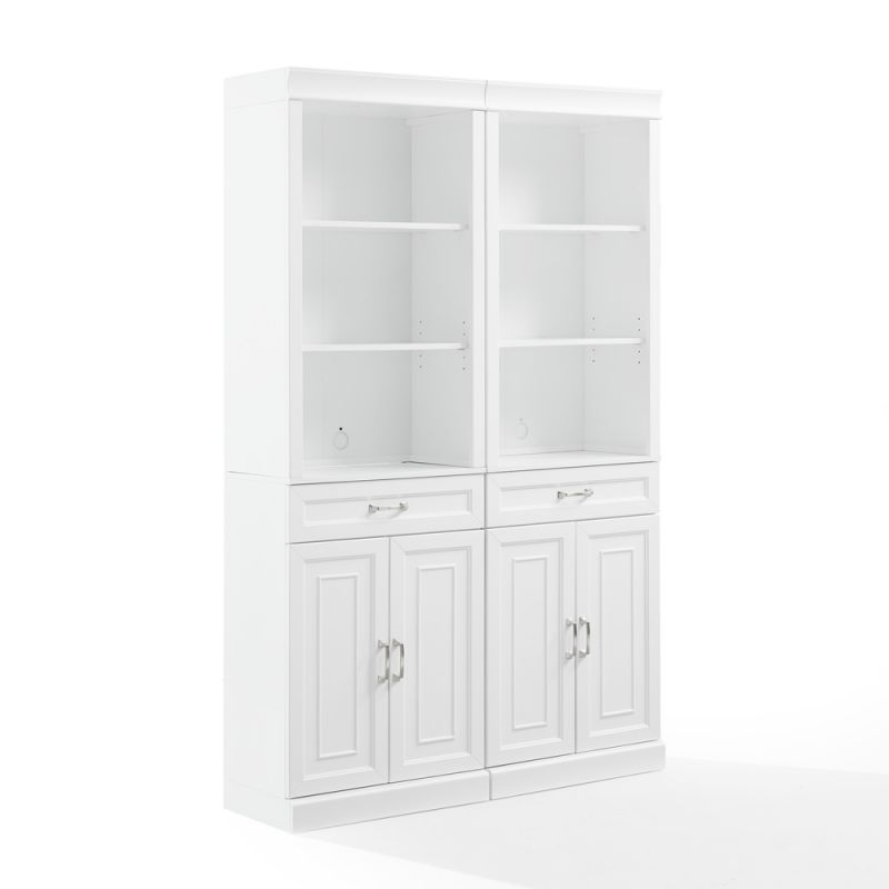 Crosley Furniture - Stanton 2-Piece Storage Bookcase Set White - 2 Bookcases - KF33038WH