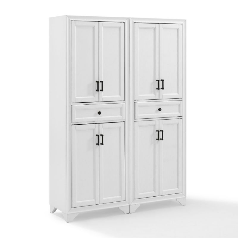 Crosley Furniture - Tara 2 Piece Pantry Set Distressed White - 2 Pantries - KF33005WH