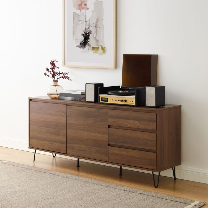 Crosley Furniture Teagan Record Storage Sideboard Brown Oak - KF33040BR