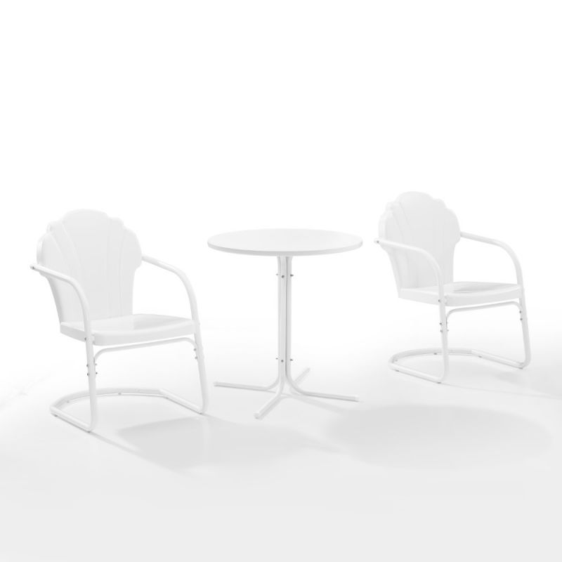 Crosley Furniture - Tulip 3 Piece Outdoor Bistro Set White Satin - Bistro Table & 2 Chairs - KO10010WH