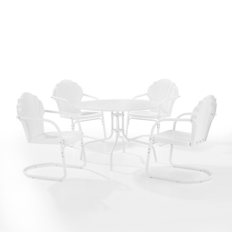 Crosley Furniture - Tulip 5 Piece Outdoor Dining Set White Satin - Dining Table & 4 Chairs - KO10014WH