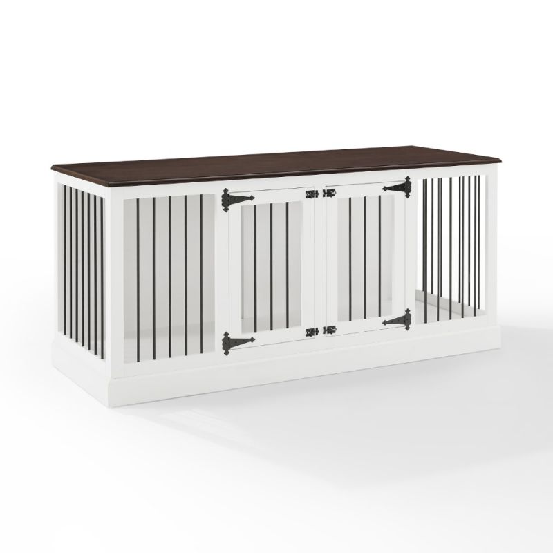 Crosley Furniture - Winslow Medium Credenza Pet Crate White/Dark Brown - CF4501-WH