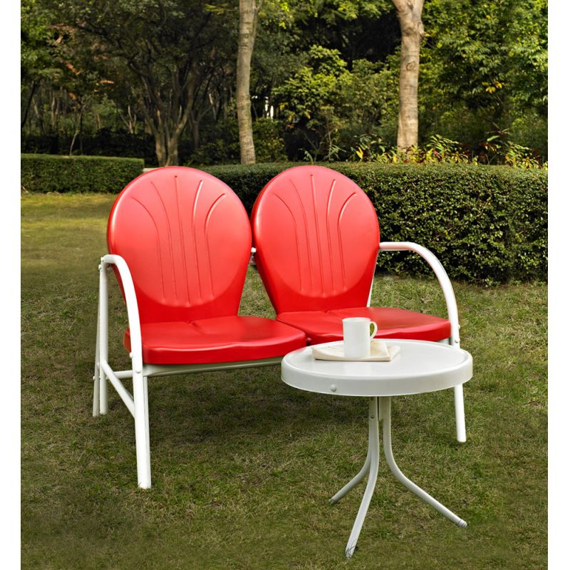 Crosley Furniture - Griffith 2 Piece Metal Outdoor Conversation Seating Set - Loveseat & Table in Red Finish - KO10006RE